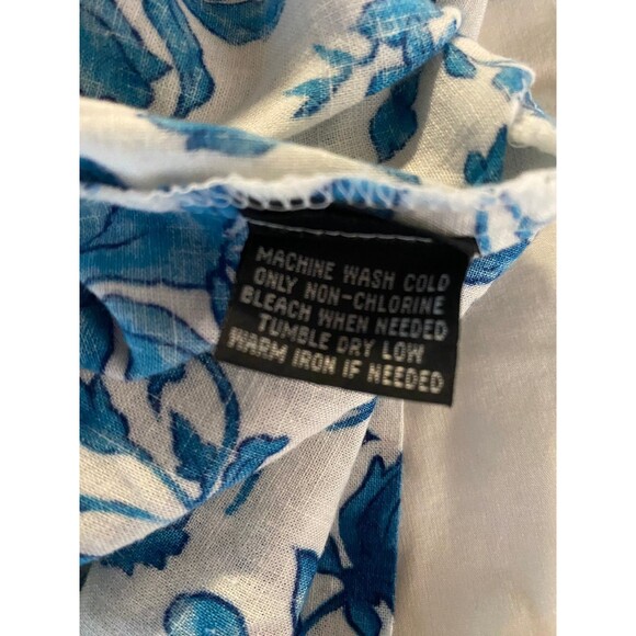 Carole Little Women's Top 2X Blue Floral Linen Rayon Button Front - Picture 9 of 11